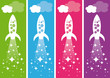 Flying rocket ships. Vector illustration.