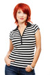 smiling caucasian woman over white background