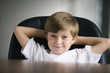 Portrait of a boy smiling.
