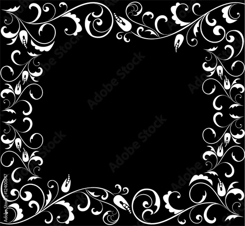 black and white floral wallpaper. Black and white floral frame