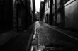 A murky street in the early morning