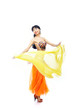 Belly dance with yellow fabric