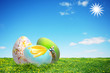 Colorful easter eggs in nature