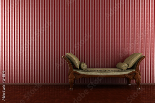 Photo: classic sofa in front of red striped wall classic sofa in front of red striped wall