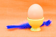 egg in green eggcup  on orange. easter