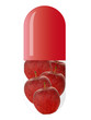 red capsule with red apples, isolated on white