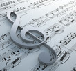 Clef symbol on a notation chart (Claude Debussy - Danse)