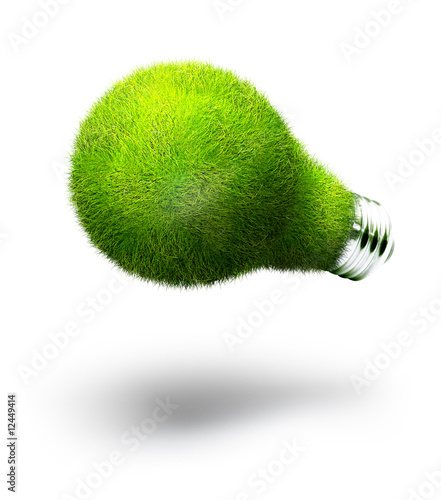 Illustration: lightbulb made of green grass isolated on white lightbulb made of green grass isolated on white