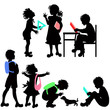 Silhouettes of schoolchildren