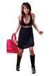 woman with pink bag