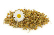 Dried chamomile tea isolated on white background