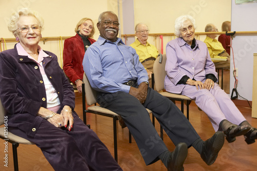 Photo: Senior adults in a stretching class Senior adults in a stretching class