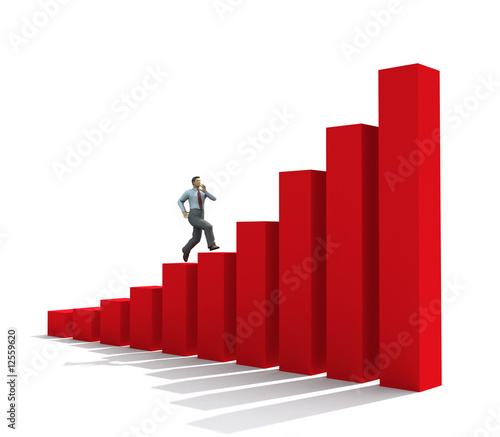 businessman run up on graph