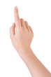 Hand pointing, touching or pressing isolated on white.