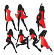 Vector: Set of vector girls in red lingerie Set of vector girls in red lingerie