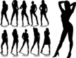 Set of vector girls in red lingerie