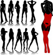 Vector: Set of vector girls in red lingerie Set of vector girls in red lingerie