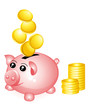 Piggy bank with a lot of money