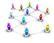 Réseau social 3D couleurs