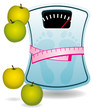 Bathroom scale and apples