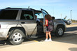 Girl after school ride home.