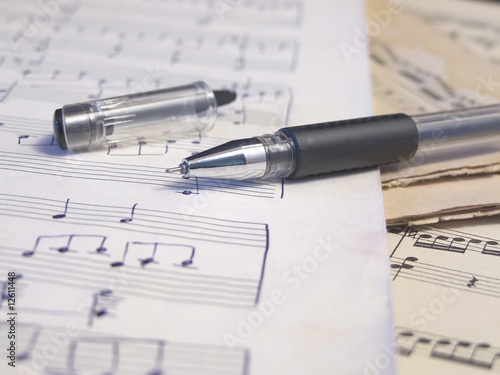 Photo: music notes and gel pen music notes and gel pen