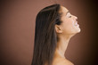 Photo: Portrait of a young black woman with long straight dark hair Portrait of a young black woman with long straight dark hair