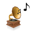 Vector illustration of a gramophone playing music