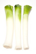 leeks on a white studio background. leeks on a white studio background.