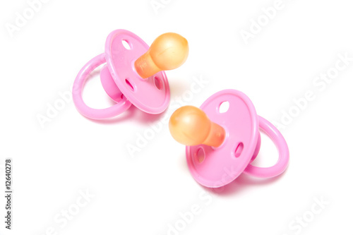 Babies dummy or pasifier on a white studio background