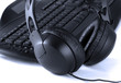 Close up of keyboard and headphones