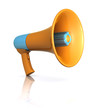 Megaphone standing on the white floor.