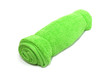 Green towel isolated on white.