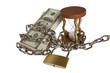 dollars with chain on white background dollars with chain on white background