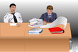 two busy businessmen at paper work two busy businessmen at paper work