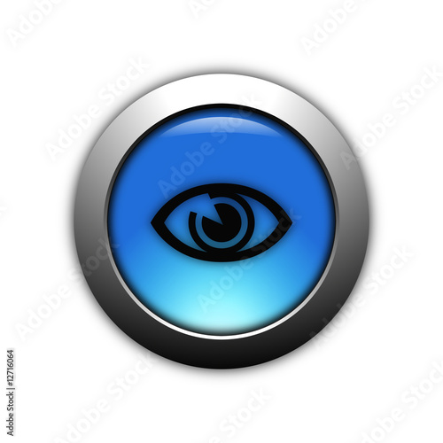 aqua blue watch button with metalic ring
