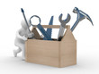 repairman with the tool on a white background. 3D image repairman with the tool on a white background. 3D image