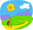 Vector illustration. Travel man.