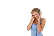Pretty girl listening to the music