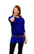 the joyful Girl shows a thumb
