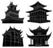 Chinese pagoda silhouettes, highly detailed, vector illustration Chinese pagoda silhouettes, highly detailed, vector illustration
