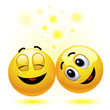 two smiling balls having fun and enjoying each others company