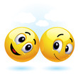 two smiling balls having fun and enjoying each others company