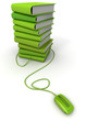 Colonne de livre vert et souris Colonne de livre vert et souris