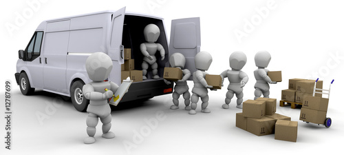 Illustration: 3D removal van and men 3D removal van and men