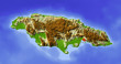 Jamaica, shaded relief map, colored for elevation
