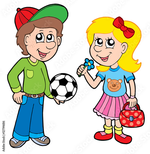 Cartoon boy and girl