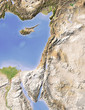 Palestine, shaded relief map, colored for vegetation