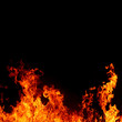 intense and vivid fire on black background