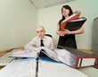 Bookkeeper and the secretary on a workplace Bookkeeper and the secretary on a workplace
